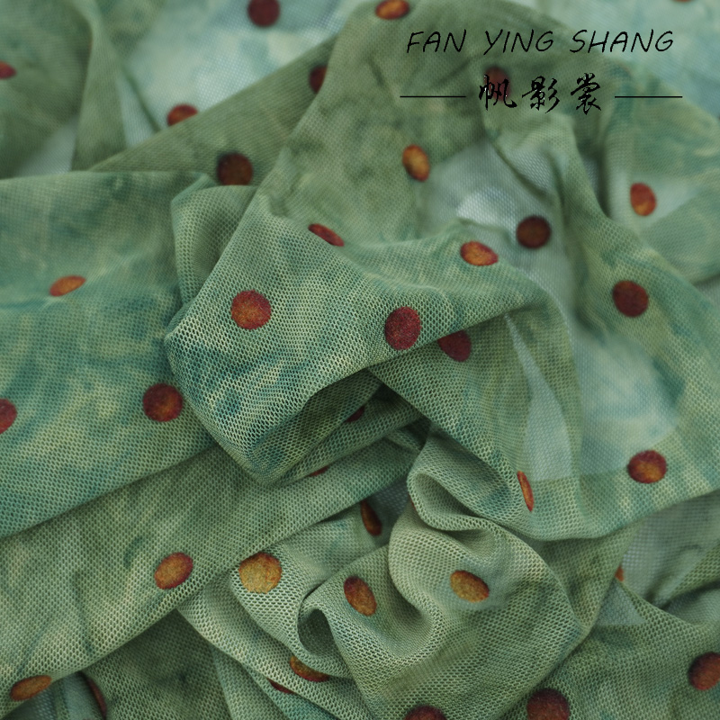 The Green Polka Dot Mesh Tie-D - Sewing Tie Dye ulasan dan harga