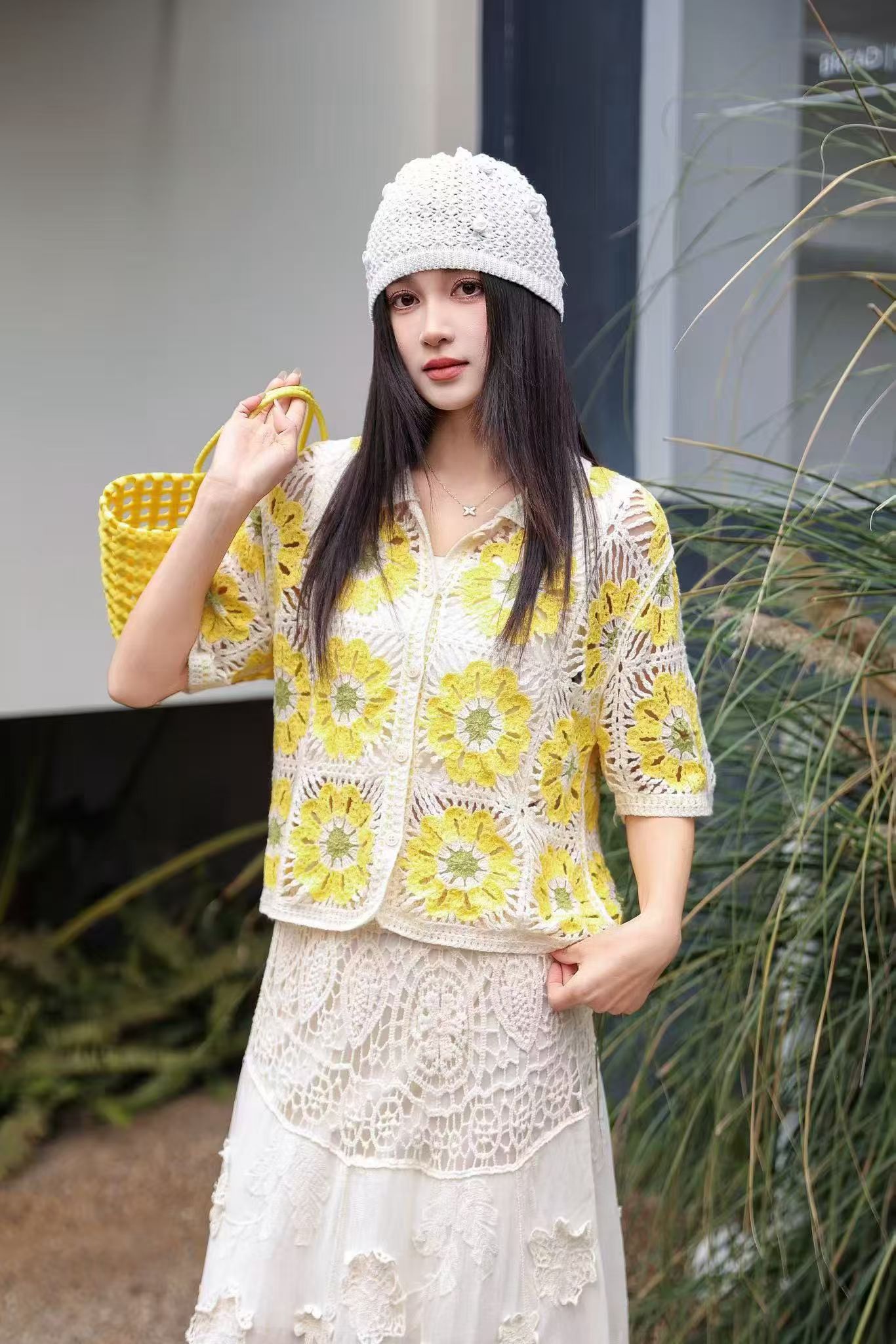 Granny Square Crochet Knit Pol - Sewing Jackets ulasan dan harga