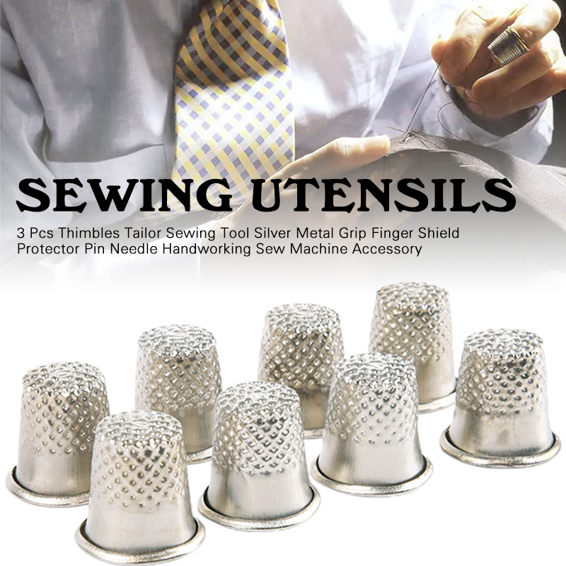 3Pcs Thimble Metal Sewing Thim - Sewing Pin Cushion ulasan dan harga