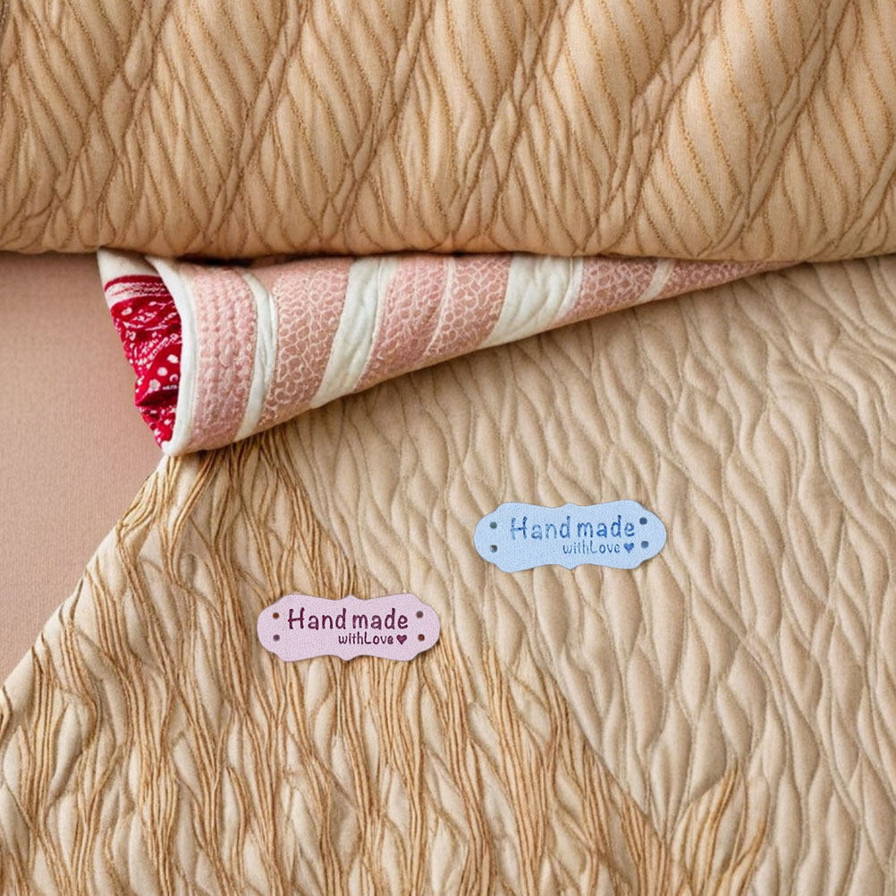 100Pcs Handmade Embossed Suede - Sewing Labels ulasan dan harga