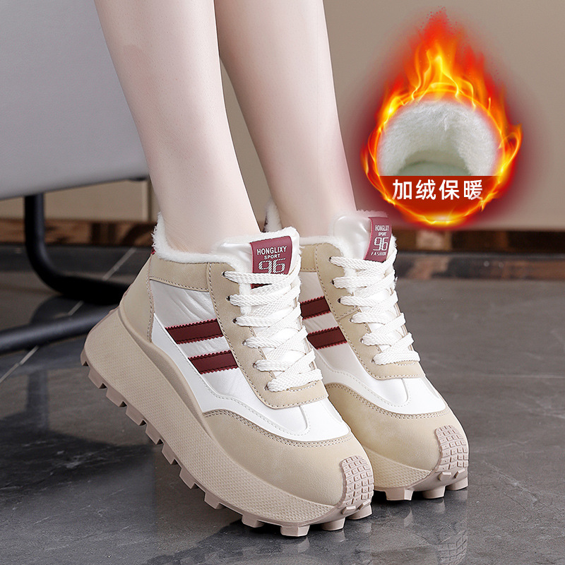 Winter Thick-Soled High-Top Wo - Sewing Fleece ulasan dan harga