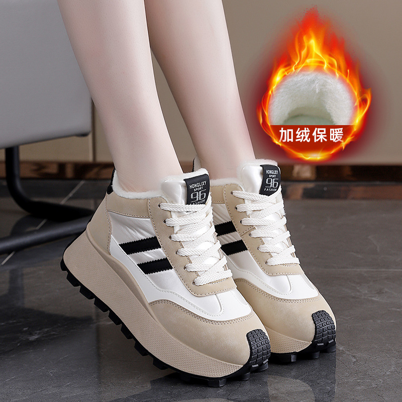 Winter Thick-Soled High-Top Wo - Sewing Fleece ulasan dan harga