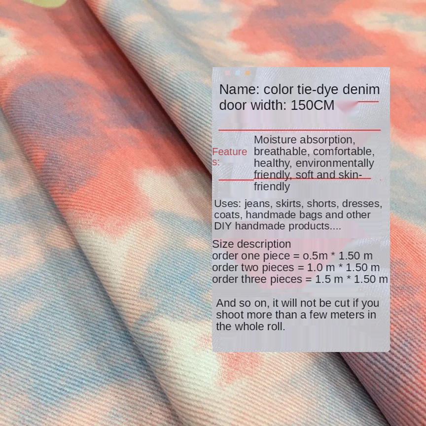 Color Tie Dye Washed Denim Fab - Sewing Tie Dye ulasan dan harga