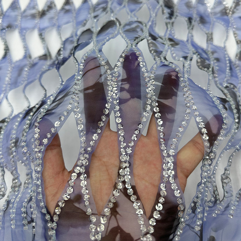 Mesh Chiffon Bead Sequin Embro - Sewing Tie Dye ulasan dan harga